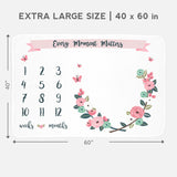 Ultra Soft and Cuddly Floral Baby Milestone Blanket for Girls