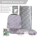 Baby Blanket Super Soft Minky with Double Layer Dotted Backing - Little Grey Arrows