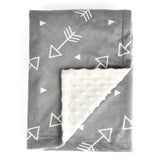 Baby Blanket Super Soft Minky with Double Layer Dotted Backing - Little Grey Arrows