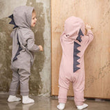 Cartoon Dinosaur Design Hooded Baby Rompers Jumpsuits Boys Girls Outerwear