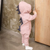 Cartoon Dinosaur Design Hooded Baby Rompers Jumpsuits Boys Girls Outerwear