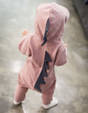 Cartoon Dinosaur Design Hooded Baby Rompers Jumpsuits Boys Girls Outerwear